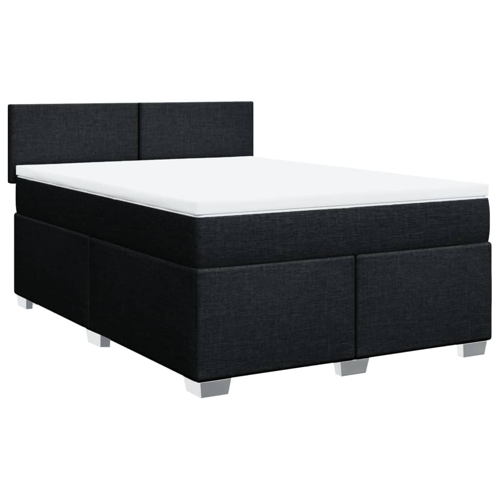 vidaXL Boxspring met matras stof zwart 160x200 cm afbeelding