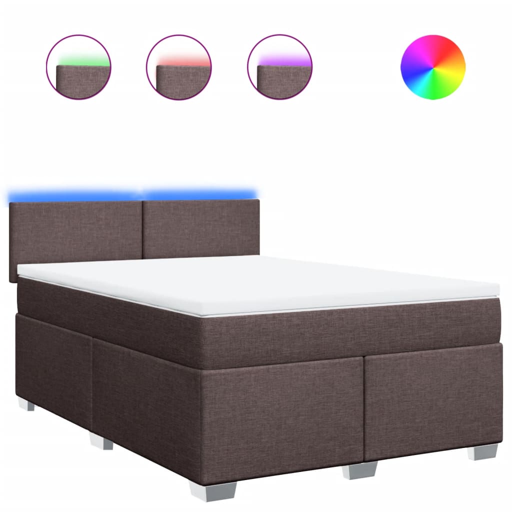 vidaXL Boxspring met matras stof donkerbruin 160x200 cm bruin, foto 3