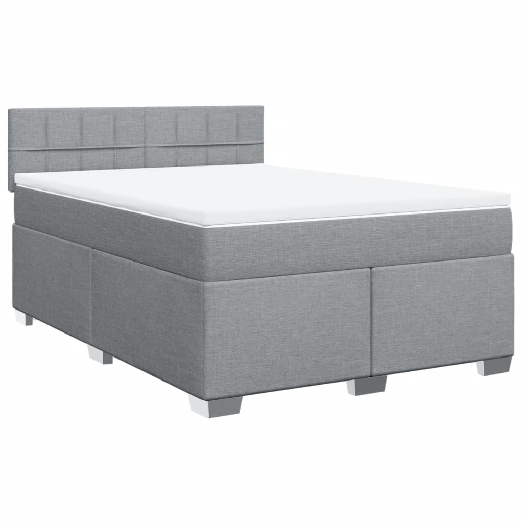 vidaXL Boxspring met matras stof lichtgrijs 160x200 cm afbeelding