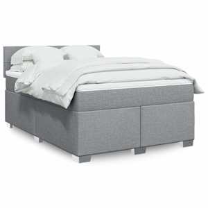 Box spring postel s matrací světle šedá 160 x 200 cm textil - obrázek 1