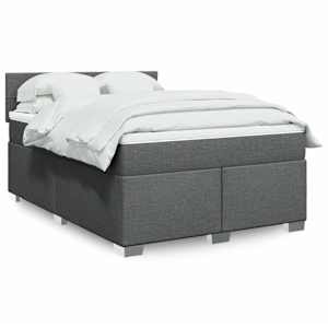 Box spring postel s matrací tmavě šedá 160x200 cm textil - obrázek 1