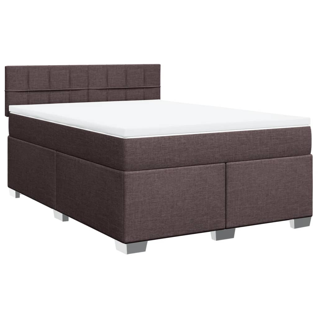 vidaXL Boxspring met matras stof donkerbruin 160x200 cm afbeelding