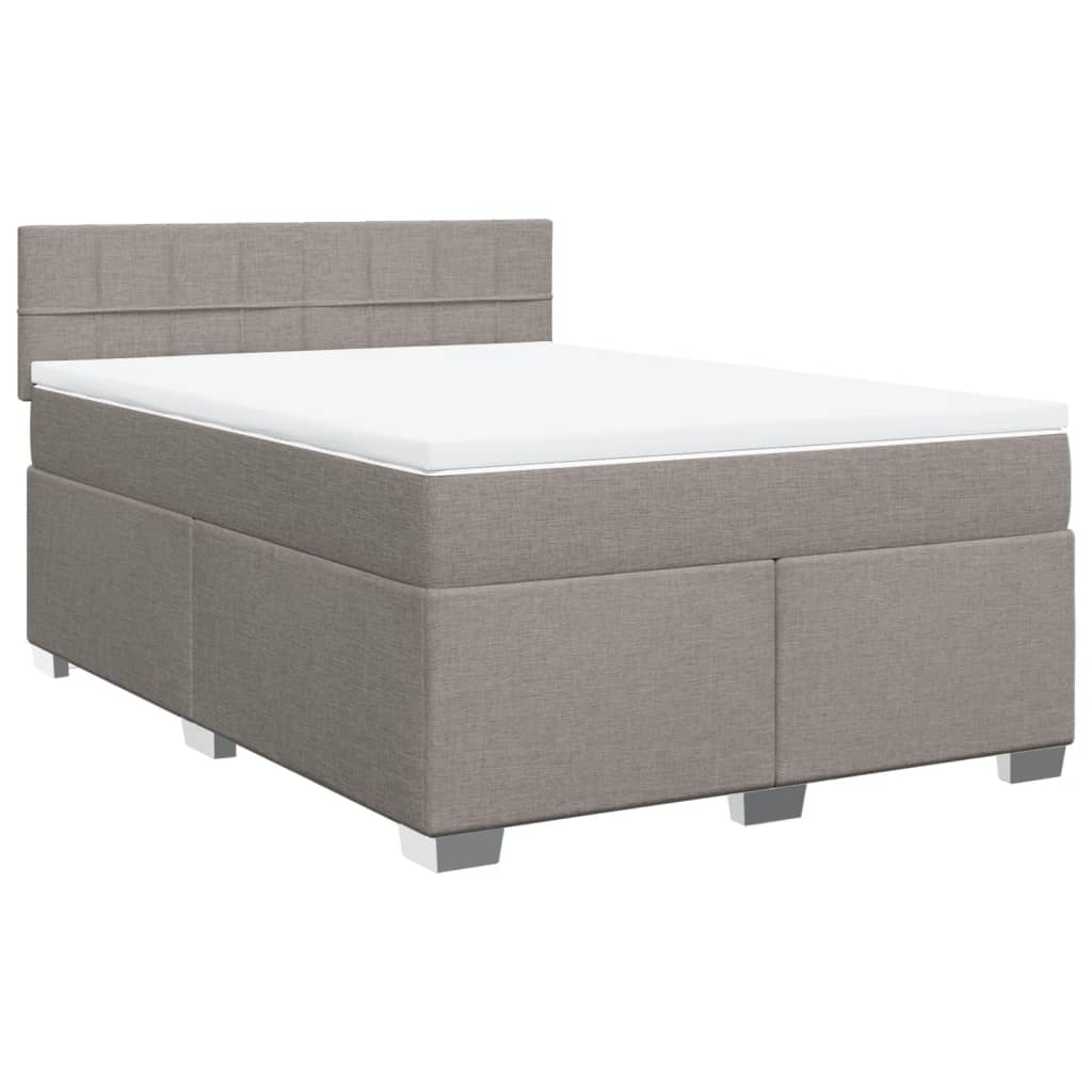vidaXL Boxspring met matras stof taupe 160x200 cm afbeelding