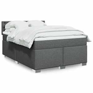Box spring postel s matrací tmavě šedá 160x200 cm textil - obrázek 1