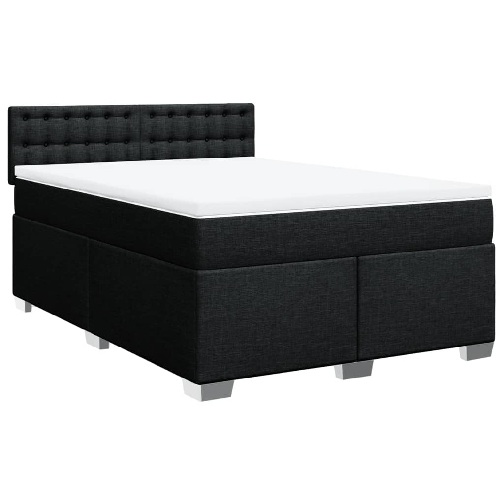 vidaXL Boxspring met matras stof zwart 160x200 cm afbeelding