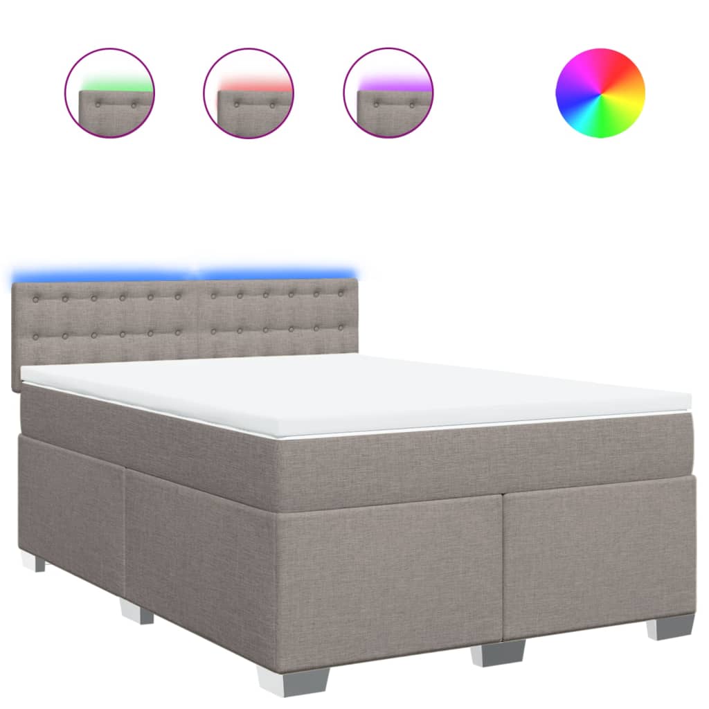 vidaXL Boxspring met matras stof taupe 160x200 cm, foto 3