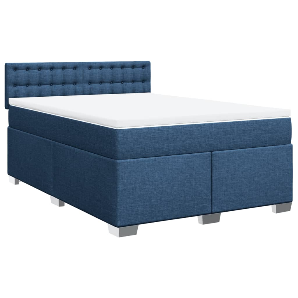 vidaXL Boxspring met matras stof blauw 160x200 cm afbeelding