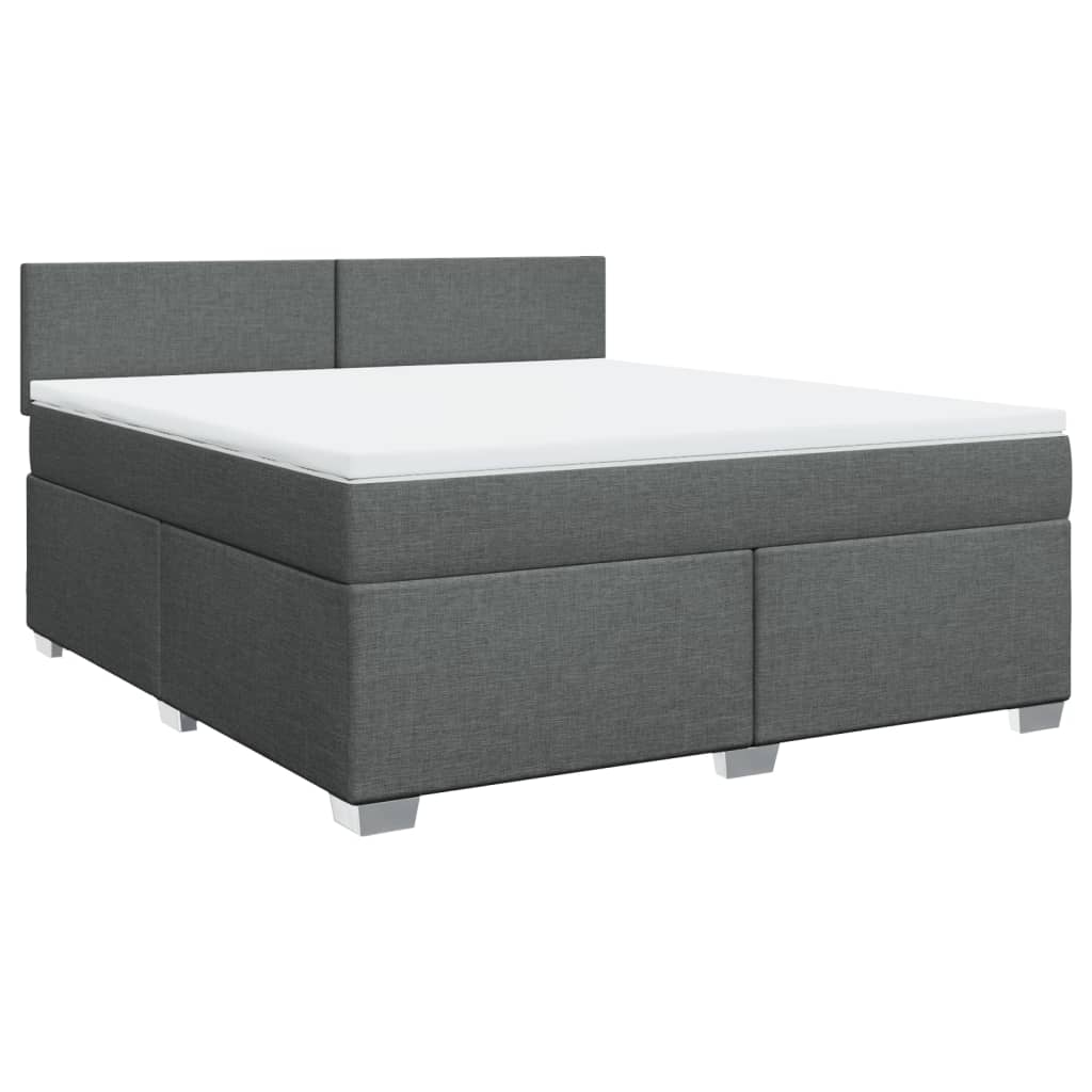 vidaXL Boxspring met matras stof donkergrijs 180x200 cm afbeelding