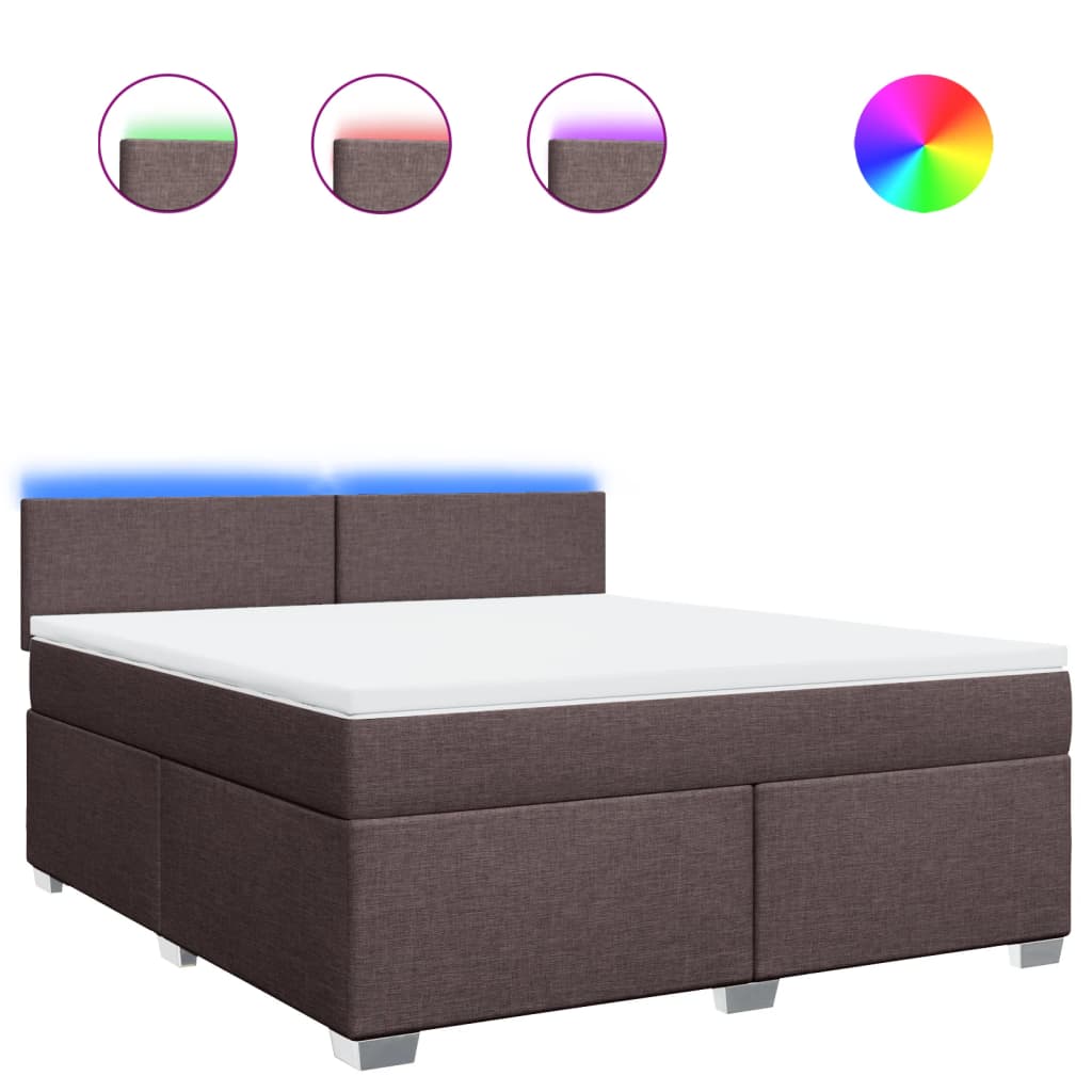 vidaXL Boxspring met matras stof donkerbruin 180x200 cm bruin, foto 3