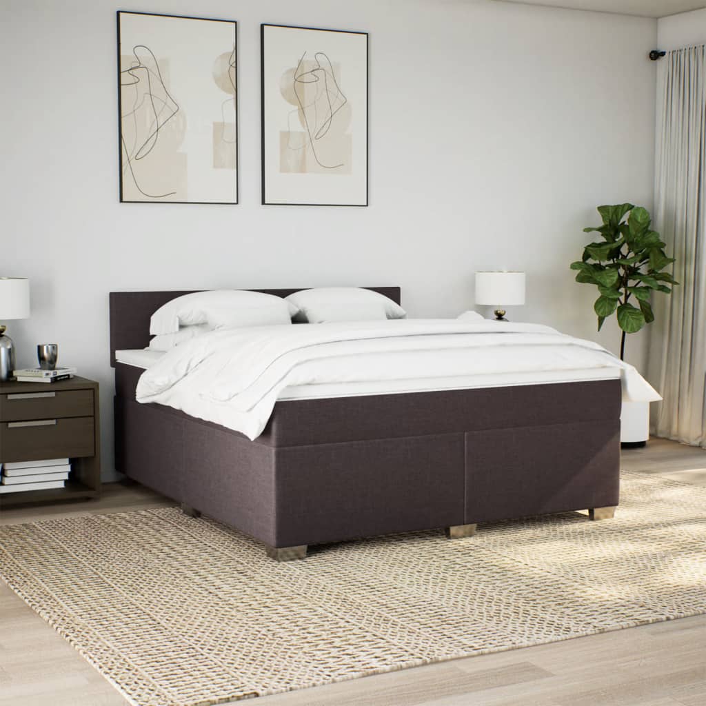 vidaXL Boxspring met matras stof donkerbruin 180x200 cm bruin, foto 2