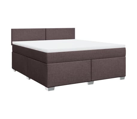 vidaXL Cama box spring con colch&oacute;n tela marr&oacute;n oscuro 180x200 cm