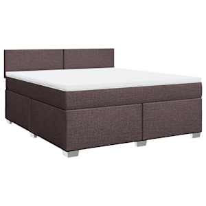vidaXL Cama box spring con colch&oacute;n tela marr&oacute;n oscuro 180x200 cm