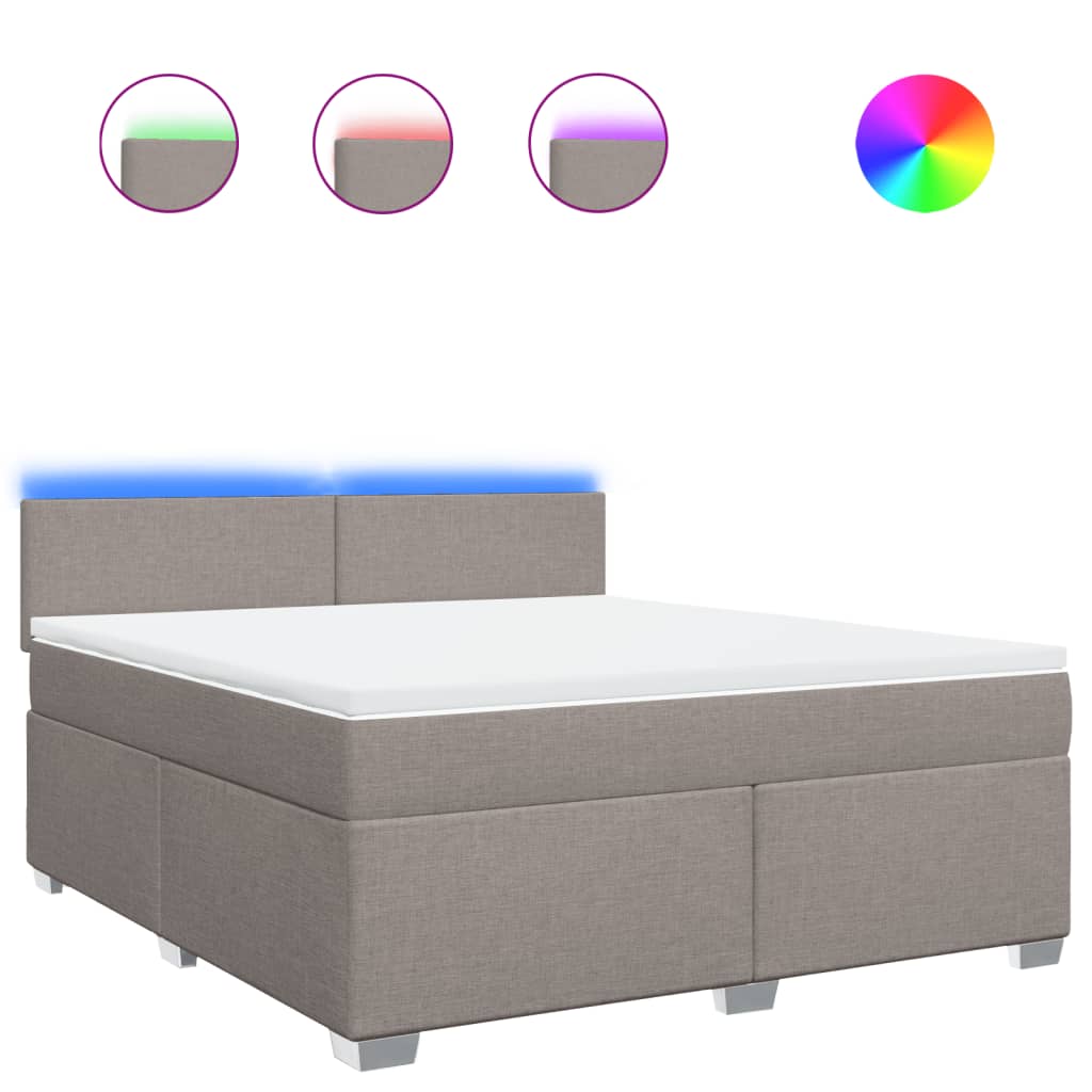 vidaXL Boxspring met matras stof taupe 180x200 cm, foto 3