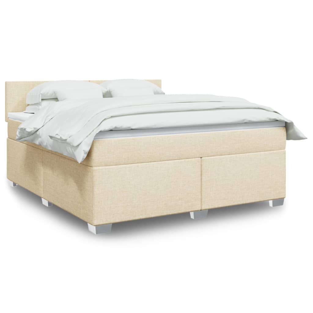 Boxspringbett mit Matratze Creme 180×200 cm Stoff