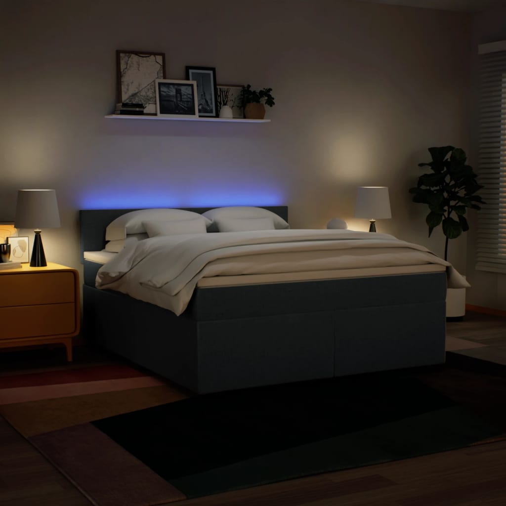 vidaXL Boxspring met matras stof blauw 180x200 cm, foto 4