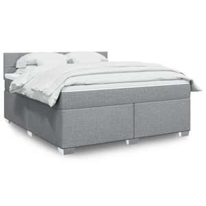 Box spring postel s matrací světle šedá 180 x 200 cm textil - obrázek 1