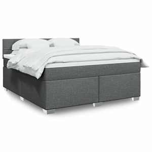 Box spring postel s matrací tmavě šedá 180x200 cm textil - obrázek 1
