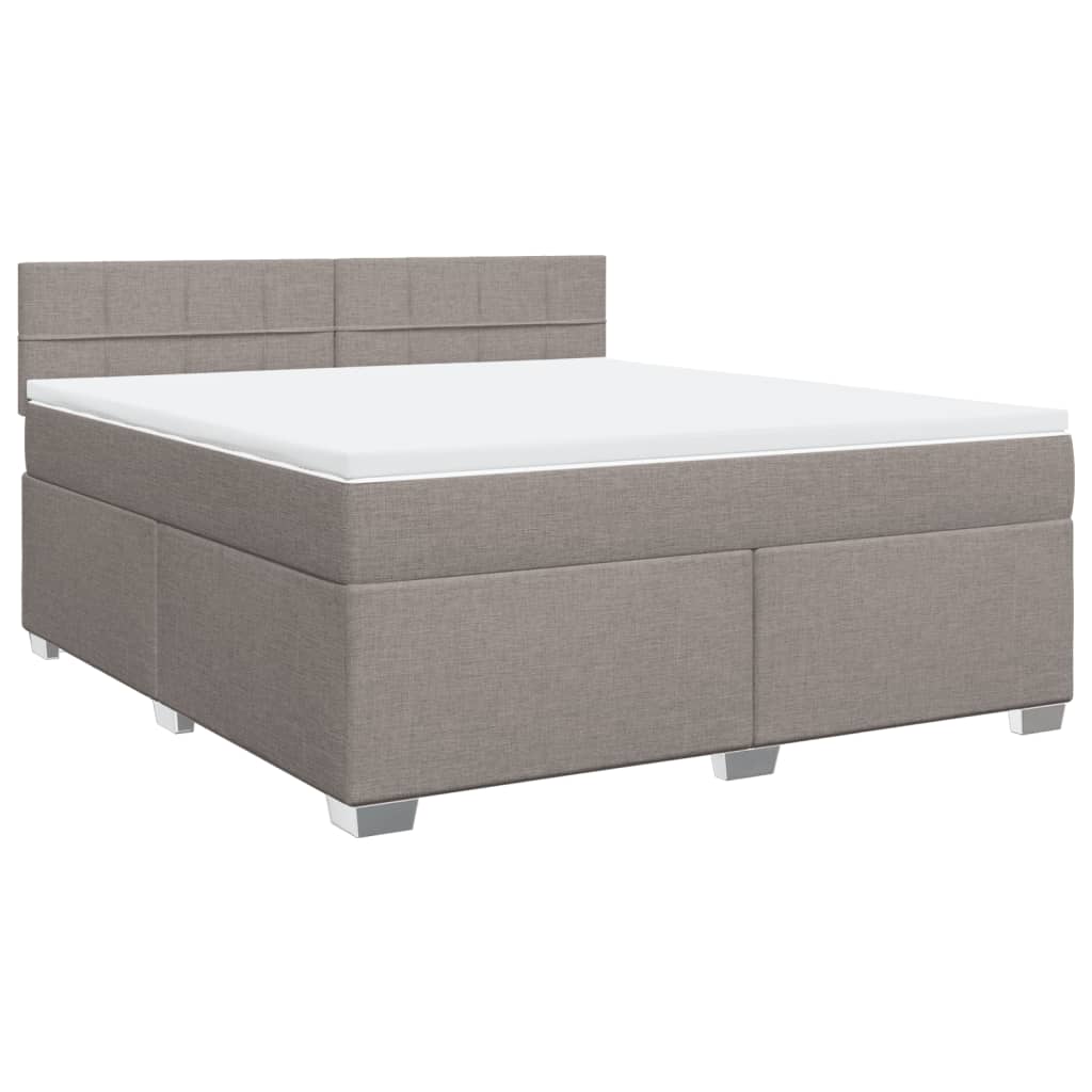 vidaXL Boxspring met matras stof taupe 180x200 cm afbeelding