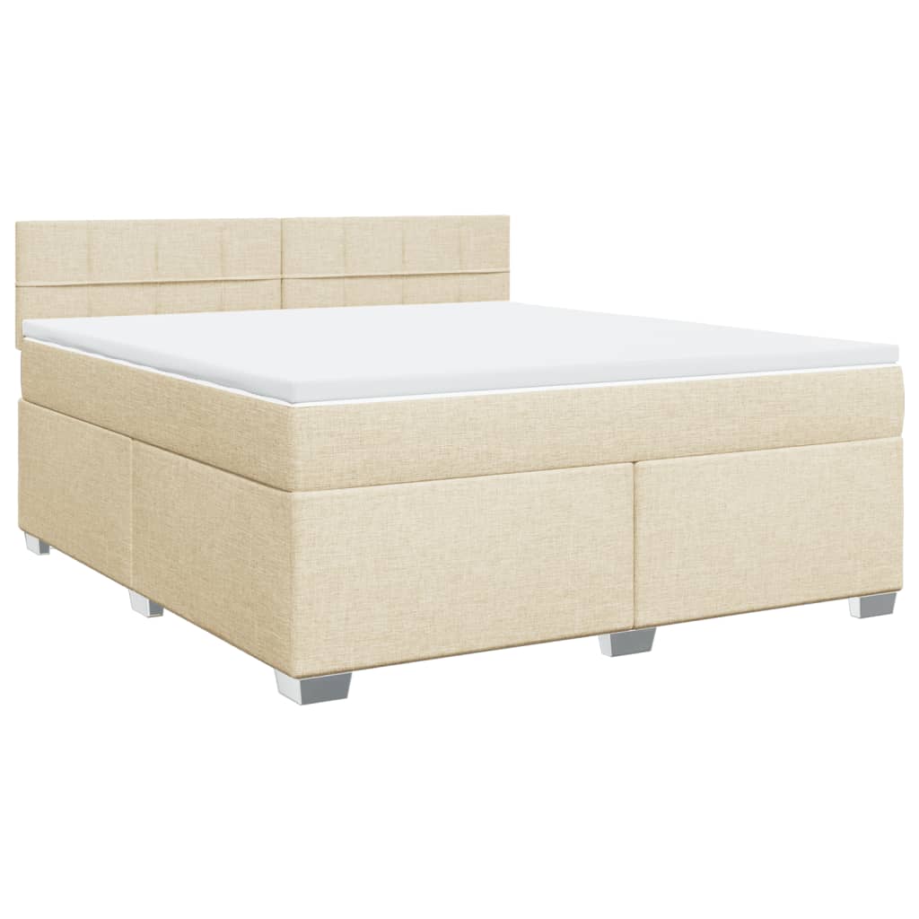 vidaXL Boxspring met matras stof crèmekleurig 180x200 cm afbeelding