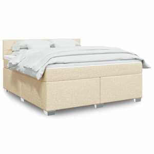 Box spring postel s matrací krémová 180x200 cm textil - obrázek 1