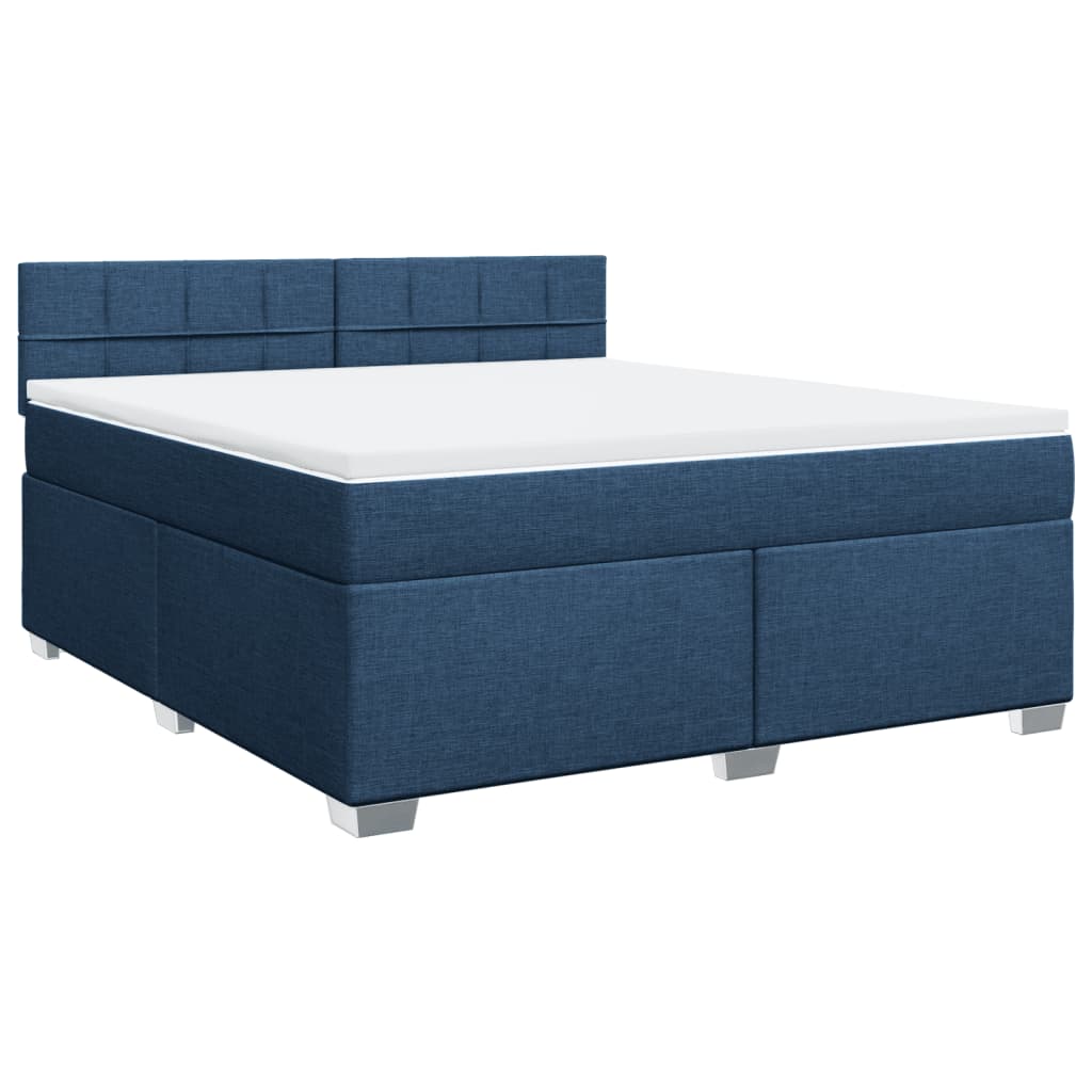 vidaXL Boxspring met matras stof blauw 180x200 cm afbeelding