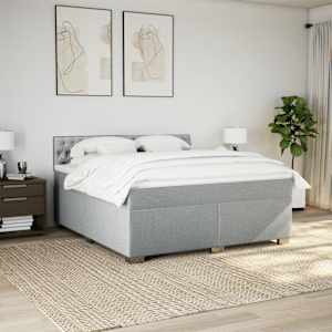 Box spring postel s matrací světle šedá 180 x 200 cm textil - obrázek 4
