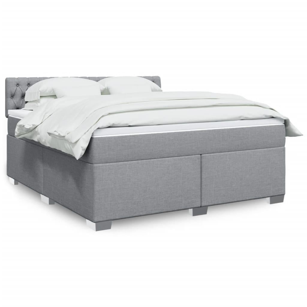 vidaXL Boxspringbett mit Matratze Hellgrau 180x200 cm Stoff