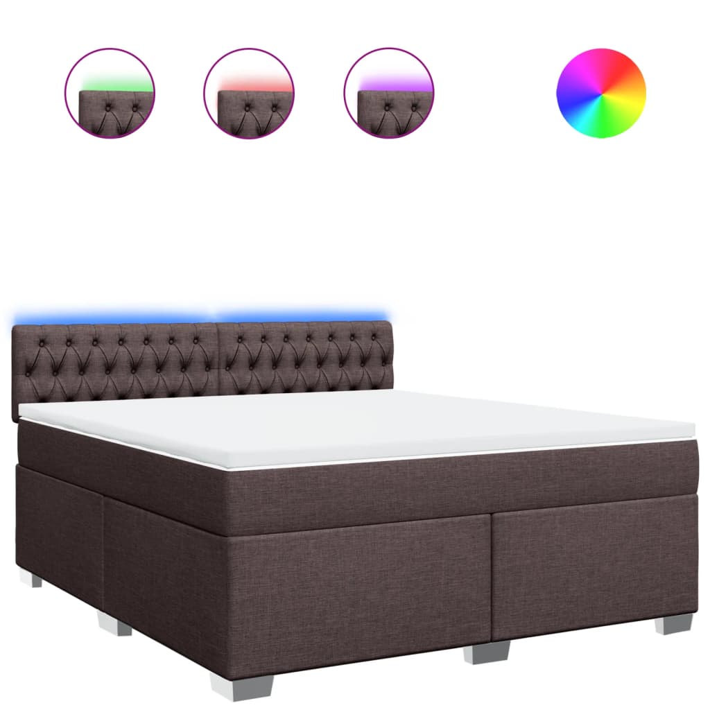 vidaXL Box spring postel s matrací tmavě hnědá 180x200 cm textil
