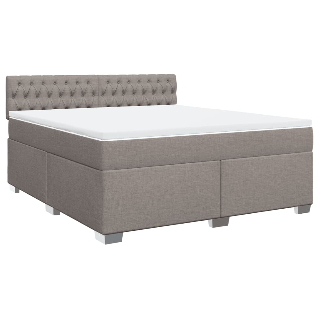 vidaXL Boxspring met matras stof taupe 180x200 cm afbeelding