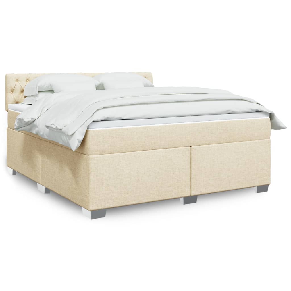 Boxspringbett mit Matratze Creme 180×200 cm Stoff