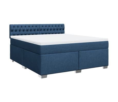 vidaXL Boxspringbett mit Matratze Blau 180x200 cm Stoff