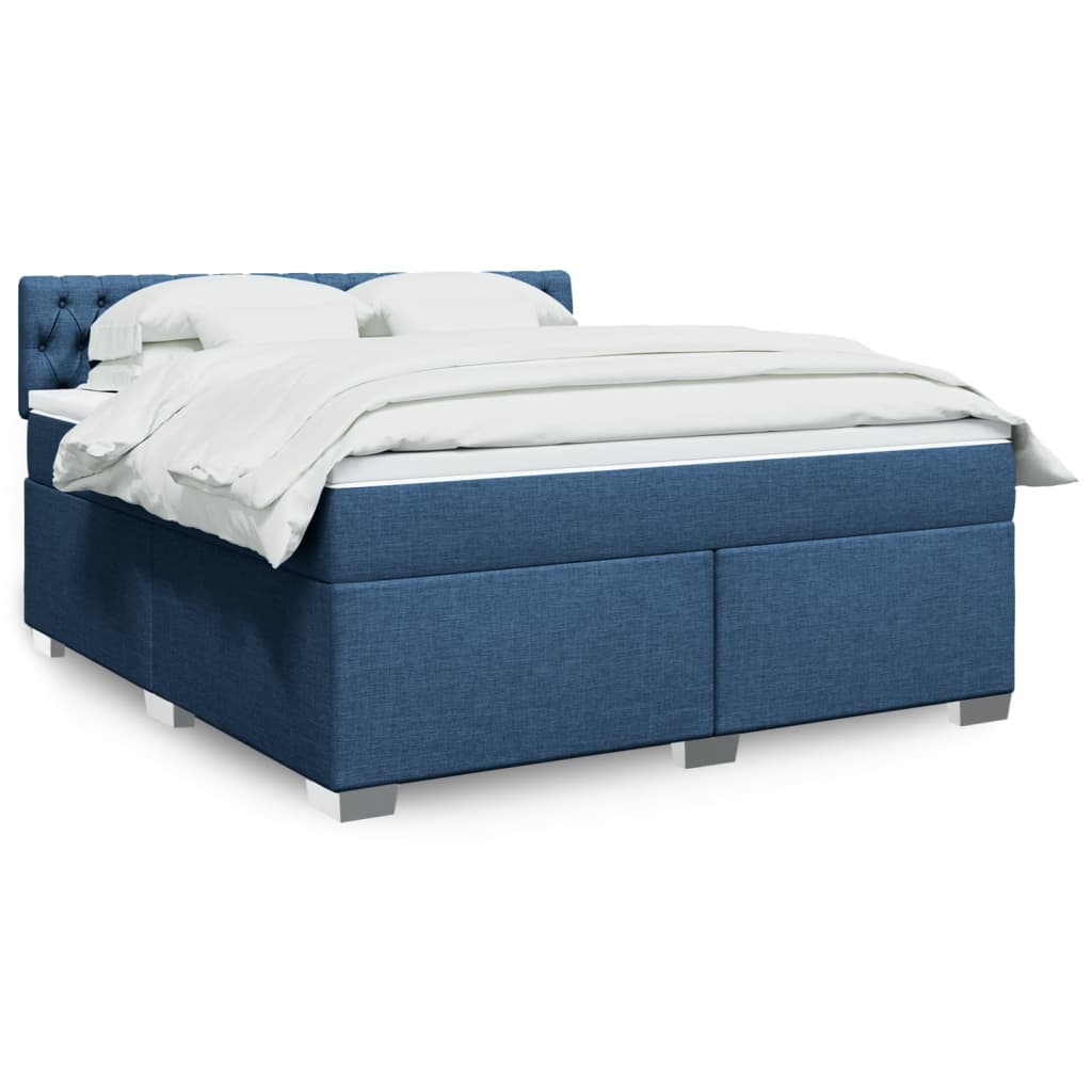 Boxspringbett mit Matratze Blau 180×200 cm Stoff