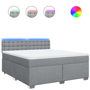 Box spring postel s matrací světle šedá 180 x 200 cm textil - obrázek 2