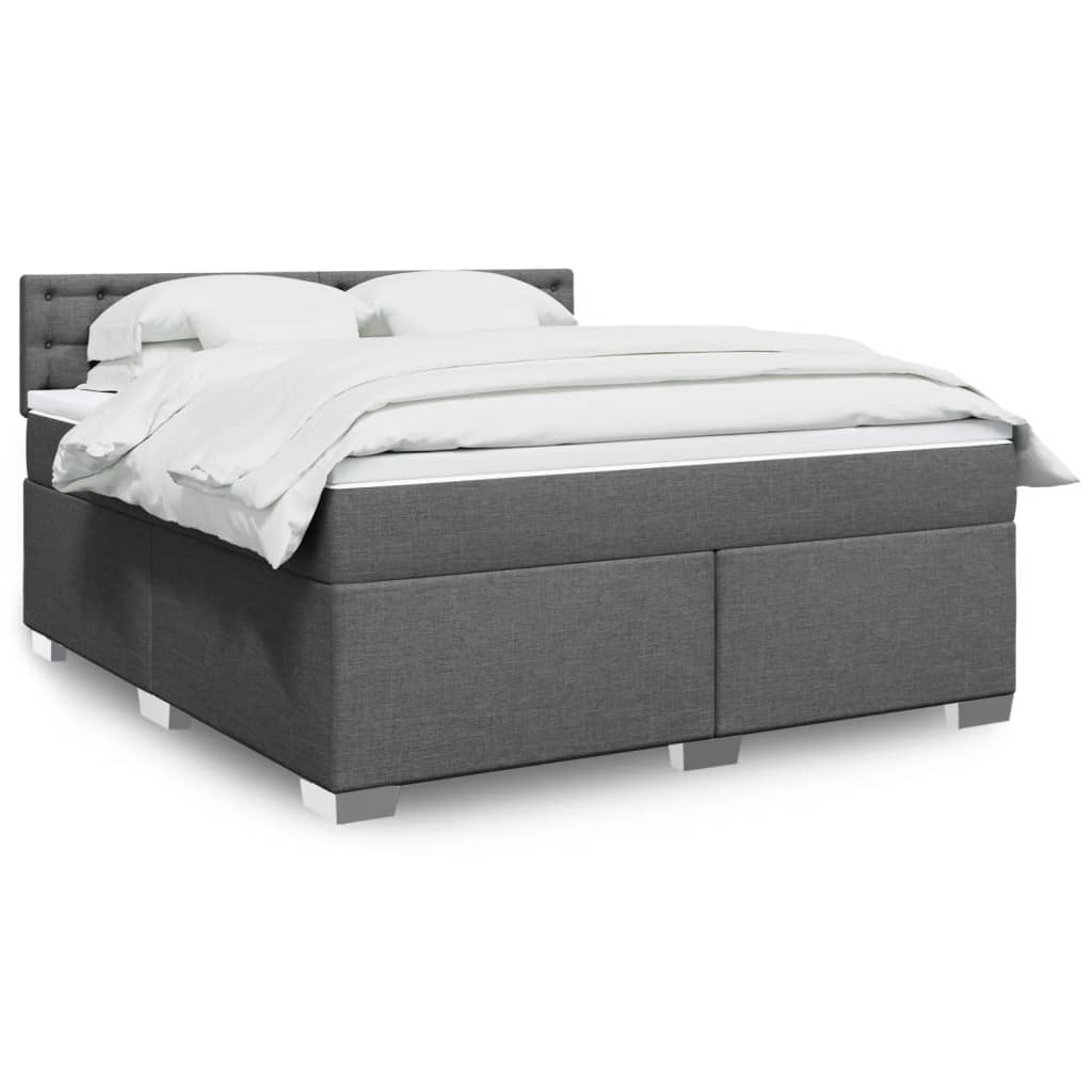 Boxspringbett mit Matratze Dunkelgrau 180×200 cm Stoff