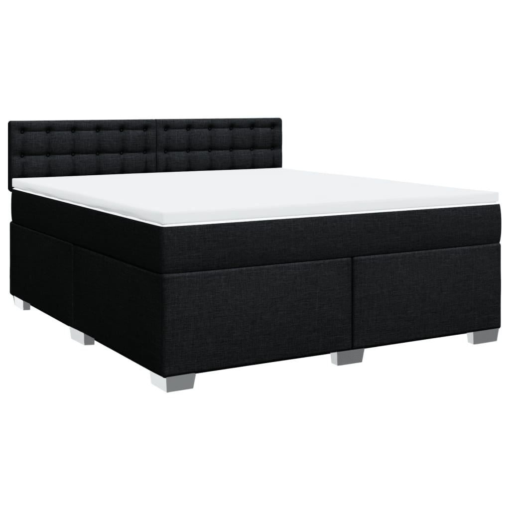 vidaXL Boxspring met matras stof zwart 180x200 cm afbeelding