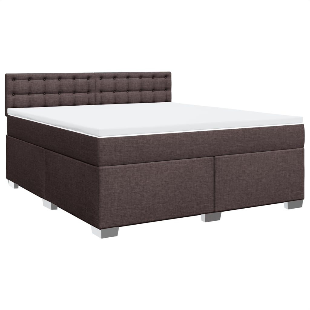 vidaXL Boxspring met matras stof donkerbruin 180x200 cm afbeelding