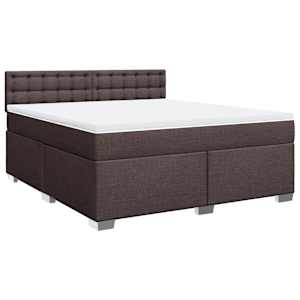 Box spring postel s matrací tmavě hnědá 180x200 cm textil - obrázek 3