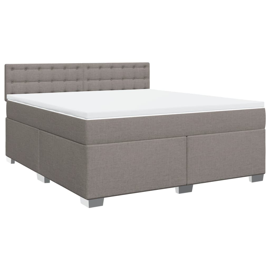 vidaXL Boxspring met matras stof taupe 180x200 cm afbeelding