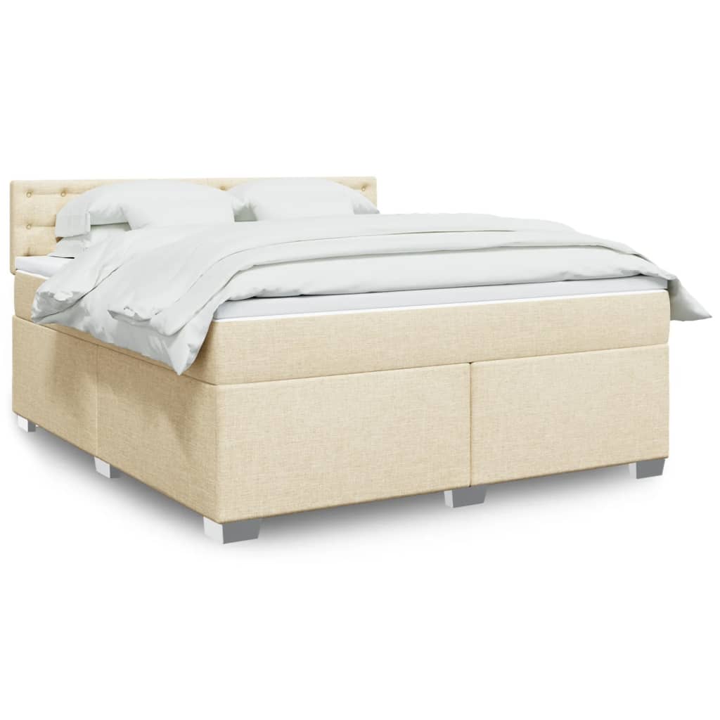 Boxspringbett mit Matratze Creme 180×200 cm Stoff