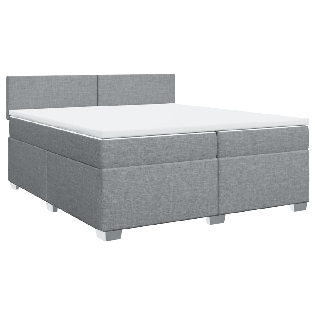 vidaXL Κρεβάτι Boxspring με Στρώμα Ανοιχτό Γκρι 200x200 εκ. Υφασμάτινο