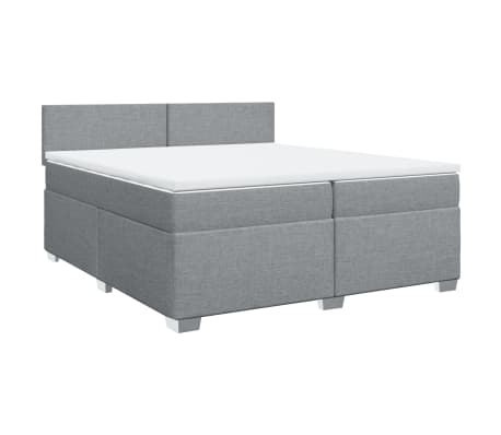 vidaXL Κρεβάτι Boxspring με Στρώμα Ανοιχτό Γκρι 200x200 εκ. Υφασμάτινο