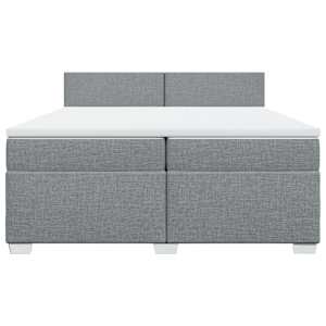Box spring postel s matrací světle šedá 200 x 200 cm textil - obrázek 6