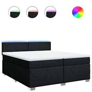Box spring postel s matrací černá 200x200 cm textil - obrázek 2