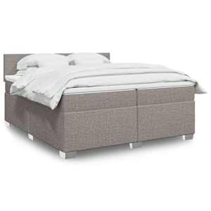 Box spring postelja z vzmetnico taupe 200x200 cm blago