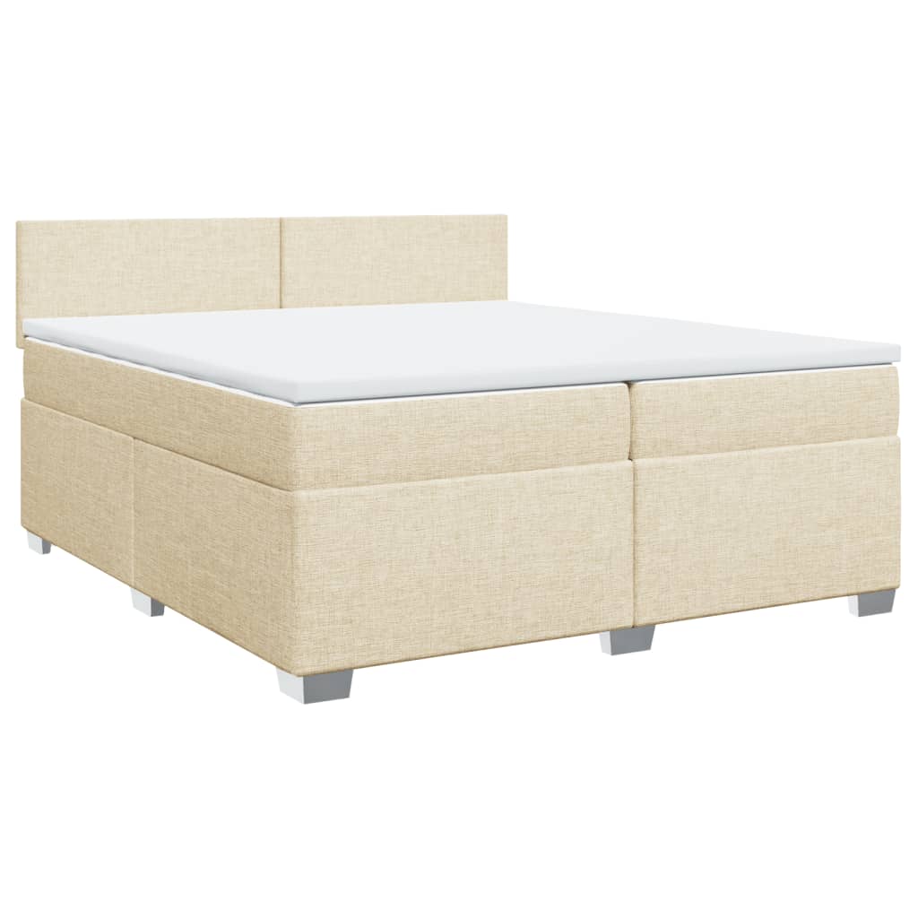 vidaXL Boxspring met matras stof crèmekleurig 200x200 cm afbeelding