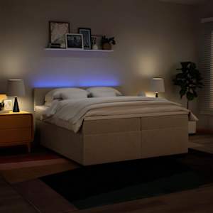 Box spring postel s matrací krémová 200x200 cm textil - obrázek 5