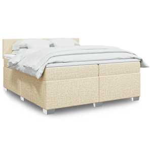 Box spring postelja z vzmetnico krem 200x200 cm blago