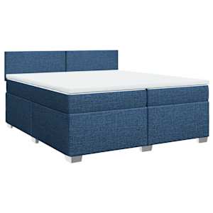 Box spring postel s matrací modrá 200x200 cm textil - obrázek 3
