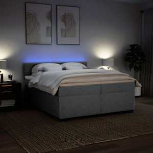 Box spring postel s matrací světle šedá 200 x 200 cm textil - obrázek 5