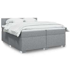 Box spring postel s matrací světle šedá 200 x 200 cm textil - obrázek 1